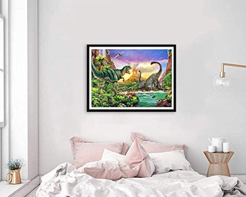 Diamond Painting Kits Dinosaur, VAIIEYO Diamond Art Animal, Paint by Numbers Dragon Full Drill Round Rhinestone Craft Canvas for Home Wall Decor 12x16 inch