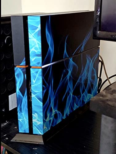 Decal Skin for Ps4, Whole Body Vinyl Sticker Cover for Playstation 4 Console and Controller (Include 4pcs Light Bar Stickers) (PS4, hot fire Blue)