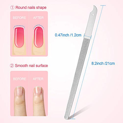 8 Packs Diamond Nail File Stainless Steel Double Sided Nail File Metal File Buffer Fingernails Toenails Manicure Files Manicure Pedicure Tools for Salon and Home, 8 Inches