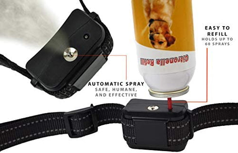Downtown Pet Supply - Citronella Dog Collar - Humane No-Bark Collar Set with Citronella Spray - Rechargeable, No-Shock Bark Collar - Collar, Spray Device, Citronella Spray, USB Charger & Manual