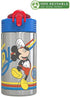 Zak Designs Disney 18/8 Single Wall Stainless Steel Kids Water Bottle with Flip-up Straw Spout and Locking Spout Cover, Durable Cup Stays Clean for Sports or Travel (15.5oz, Non-BPA, Mickey Mouse)