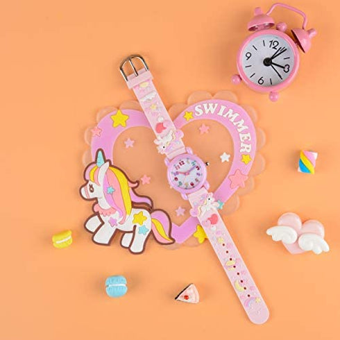 Venhoo Kids Watches 3D Cute Cartoon Waterproof Silicone Children Toddler Wrist Watch Birthday Gift for 3-10 Year Girls Little Child