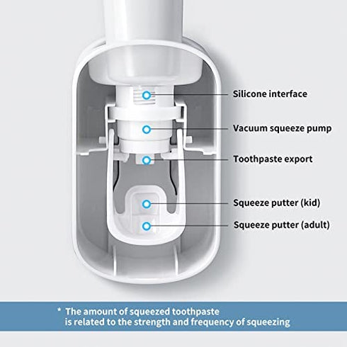 MOPMS Toothpaste Dispenser Wall Mounted for Bathroom Automatic Toothpaste Squeezer for Kids and Adult (Black-1Pcs)