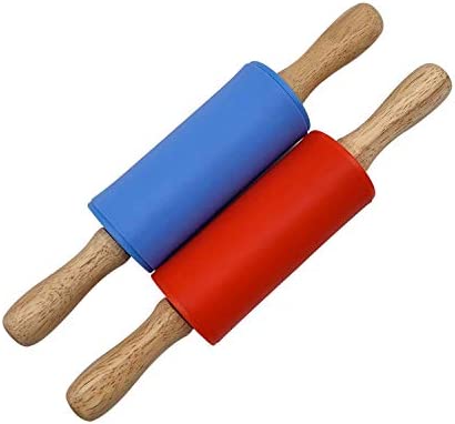 Small Rolling Pin for Kids Child, Wooden Handle Rolling Pin Non-Stick Silicone Rolling Pin, Rodillo de Cocina Rodillos Para Reposteria Fondant, Rodillos Para Masa.