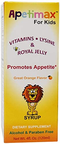 Apetimax Vitamins Lysine Royal Jelly Promotes Appetite Syrup for Adults and Kids (4oz for Kids)