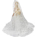 BARWA White Wedding Dress with Long Veil Evening Party Princess White Lace Gown Dress for 11.5 Inch Girl Doll