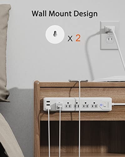 1625W 2 Prong Power Strip, WRXDMC 2 Prong to 3 Prong Outlet Adapter, 5ft Extension Cord with Polarized Plug, 1680J Surge Protector, 5 AC Outlets & 3 USB, Wall Mountable, Ideal for Non-Grounded Outlets