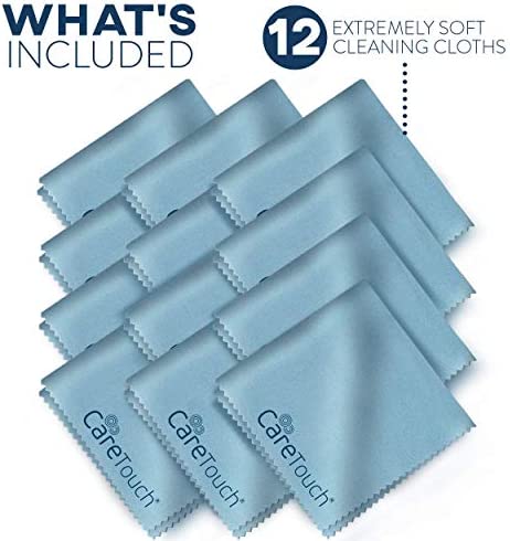 Care Touch Microfiber Cleaning Cloths, 12 Pack - Cleans Eyeglasses, Screens, Lenses, Phones, Other Delicate Surfaces - Large Lint Free Microfiber Glasses Cleaning Cloths - 6"x7"