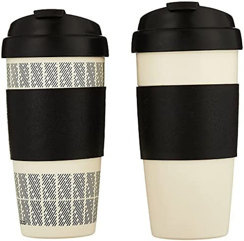 Copco Reusable Set of 2 Insulated Double Wall Travel Mugs, 2 Count (Pack of 1), White/Black