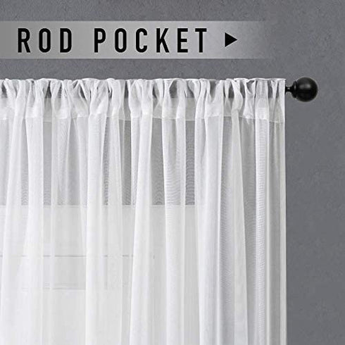 MRTREES White Sheer Curtains Extra Wide 100 x 84 inches Long Living Room Curtain Sheers Solid Sheer Curtain Panels Sliding Glass Door Voile Window Treatment Bedroom Drapes Door Rod Pocket 1 Panel