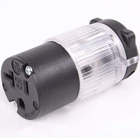 Journeyman-Pro 520CV-LIT Lighted 20 Amp 120-125 Volt, NEMA 5-20R, 2Pole 3Wire, Straight Blade, Female Plug Replacement Cord Connector Outlet, Commercial Grade PVC Power Indicating (BLACK LIT 1-PACK)