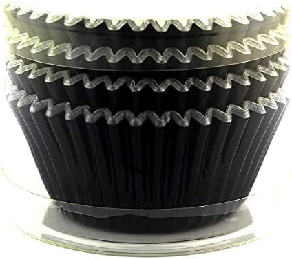 Eoonfirst Foil Metallic Cupcake Liners Halloween Party Standard Baking Cups 100 Pcs (Black)