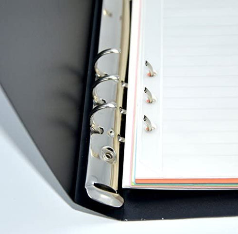 FREUDE A5 6-Holes Round Ring View Binders Black Plastic Cover, Refillable Notebook Journal Binder File Folder, Loose Leaf Sheet Protectors/DIY Scrapbooking/Binder Cover Protector