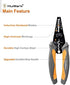 MulWark 8" Heavy Duty Multi-Purpose Electrical Wire Stripping Tool (22 AWG - 8 AWG) Strippers, Snips, Crimpers & Pliers Insulated with Cutter, Best Tool For Professional Electrician - Upgraded