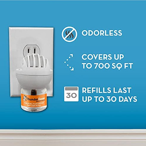 ThunderEase Dog Calming Pheromone Diffuser Refill | Powered by ADAPTIL | Vet Recommended to Relieve Separation Anxiety, Stress Barking and Chewing, and The Fear of Fireworks and Thunderstorms (60 Day