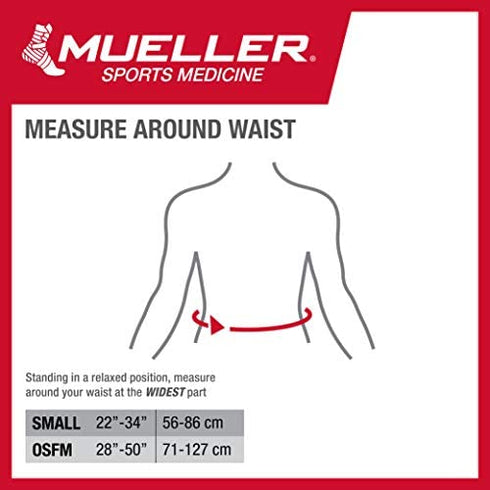 Mueller Sports Medicine Adjustable Back Brace, Back Support, for Men and Women, Black, One Size