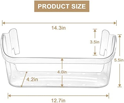 AMI PARTS 240363702 14.3in(L)×4.2in(W)×5.5in(H) Clear Refrigerator Door Bin Side Shelf for Frigidaire, Kenmore Refrigerator - Replaces 240363704, 240363705, 240363708, AP2116106, PS430207