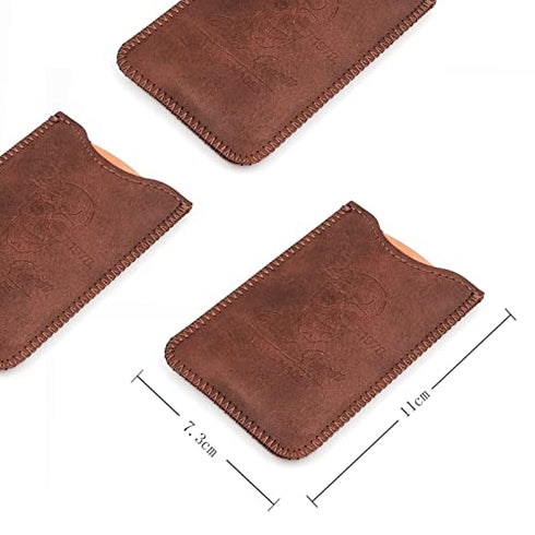 Menesia 3 Pieces Wooden Beard Combs with Cases for Men Beard, Fine & Coarse Teeth, Men's Wood Pocket Comb for Beards & Mustaches & Hair,Brown Skull Design