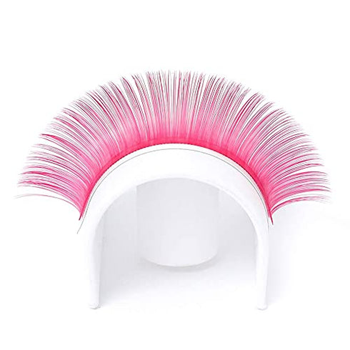 Color Eyelash Extensions Pink Lashes 0.07 Thickness D curl 8-14mm Classic Lash Extensions Individual Lashes Used by FADVAN (Pink, 0.07-8-14mm)
