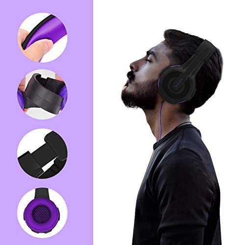 Anivia Computer Wired Over Ear Headphones Updated AH68 Stereo Surround Sound Headsets Gaming Headset with HD Mic, Volume Control, Noise Isolating, Bass, 3.5mm Audio-Jack for Multi-Platforms, Purple