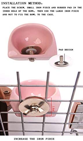 Small Animals Bowl, Detachable Cage Feeder Pet Ceramic Water & Food Feeder , Small Animal Supplies for Rabbit Parrot Squirrels Chinchilla Hamster Ferret (White, S)