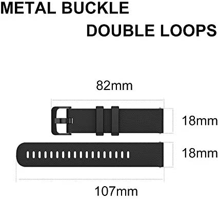 Yeejok Fossil 18mm Bands Silicone Compatible for Fossil Women's Gen 6/5E 42mm /Gen 4 Q Venture HR / Gen 3 Venture Smartwatch, Replacement Quick Released Sport Watch Strap