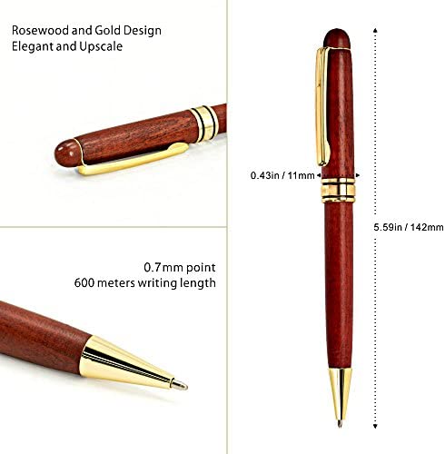 3 Pcs Wooden Pens Set with Pen Gift Case/Best Writing Fountain Pen, Fancy Ballpoint Pen and Luxury Gel Pen with Ink Refills, Promotional Business Designer Pens