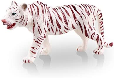 TOYMANY 4PCS Realistic White Tigers Figurines with Tiger Cubs, 2-6" Jungle Animals Figures Family Set Includes Baby Tigers, Educational Toy Cake Toppers Christmas Birthday Gift for Kids Toddlers
