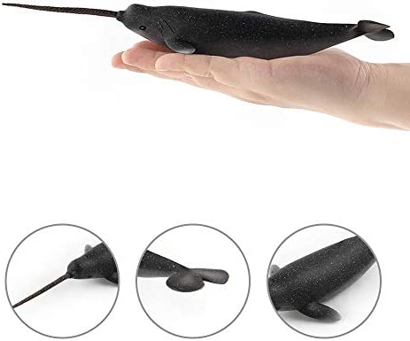 Ocean Sea Marine Animal Narwhal Whale Model Figures Wildlife Bath Cake Decoration Education Cognitive Toys for Kid Boys Girls 5 6 7 8 Years Old