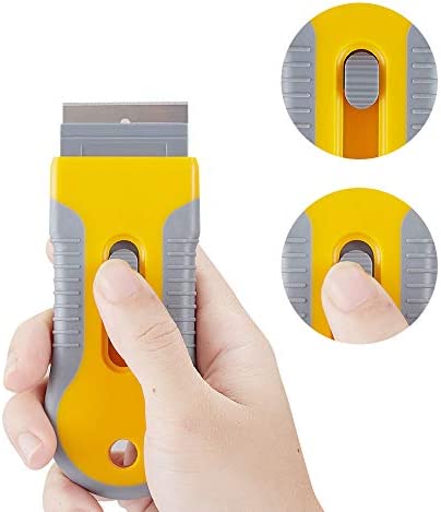 Razor Blade Scrape with 15pcs Extra Blades, Scraper Tool, Razor Blade Retractable, Paint Stripping Tool, Cleaning Tool for Removing Labels, Stickers, Decals, Paint from Glass and Stovetop-WEGAZ