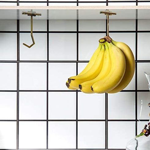 DIKALU Metal Banana Hanger - Under Cabinet Hook for Bananas or Other Kitchen Items. Keep Banana Fresh (Silver Color X 1pc)