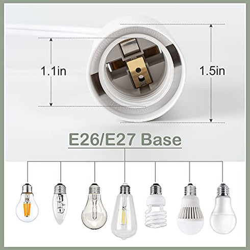 JACKYLED Extension Hanging Lantern Cord Cable UL 12Ft E26 E27 Socket On/Off Switch Plug in Pendant Lighting for Kitchen Bedroom Plant Growth Light