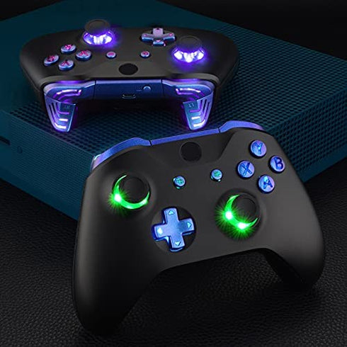 eXtremeRate Chameleon Classical Symbols Bumpers Triggers Dpad Thumbsticks Start Back ABXY Buttons Multi-Colors Luminated DTFS (DTF 2.0) LED Kit for Xbox One S/X Controller - Controller NOT Included