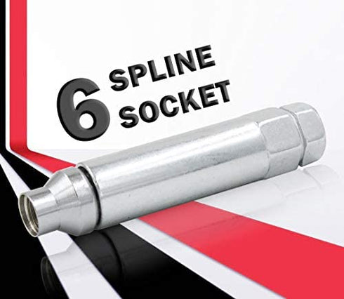 Wheel Accessories Parts Chrome 6 Point Spline Drive Tuner Socket Key Tool for 6 Spline Lug Nut 16.2mm Inner Diameter- Dual Hex Key with 19mm and 21mm (13/16)
