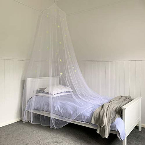 Zeke and Zoey Kids Hanging Bed Canopy for Girls Bed or Boys with Glow in The Dark Stars, The Bed Netting Stars Will Light up Your Child’s own Galaxy. Ideal Bedroom Decorative Tent