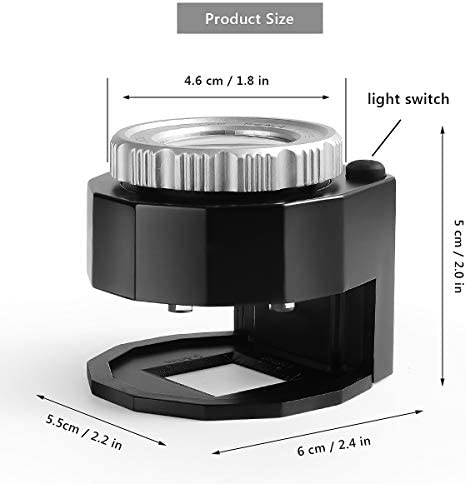 30X Illuminated Loupe Magnifier, Adjustable Focal Length Coin Magnifier with Light Double Optical Lens, Jewelers Magnifying Glass for Coins Textile Embroidery Stamps Currency