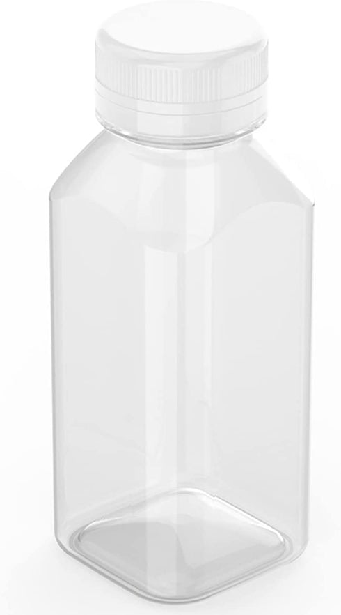 20 Pcs 8 Ounce Juice Bottles Plastic Milk Bottles Bulk Beverage Containers with Tamper Evident Caps Lids White for Milk, Juice, Drinks and Other Beverage Containers