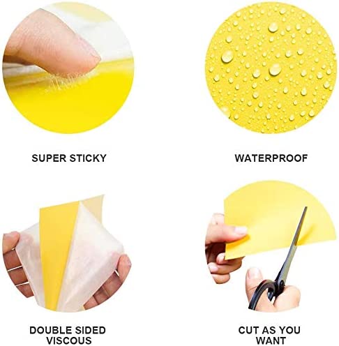 Gideal 20-Pack Dual-Sided Yellow Sticky Traps for Flying Plant Insect Such as Fungus Gnats, Whiteflies, Aphids, Leafminers,Thrips - (6x8 Inches, Included 20pcs Twist Ties)