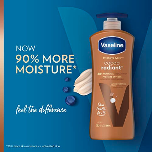 Vaseline Intensive Care Body Lotion for Dry Skin Cocoa Radiant Lotion Made with Ultra-Hydrating Lipids and Pure Cocoa Butter for a Long-Lasting, Radiant Glow 20.3 oz