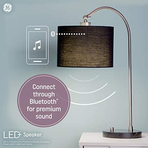 GE LED+ Speaker Light Bulb, Soft White, Bluetooth Speaker, No App or Wi-Fi Required, Remote Included, A21 Light Bulb (1 Pack)