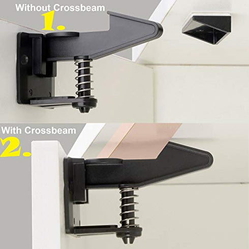 Cabinet Locks Child Safety Latches - OKEFAN 12 Pack Baby Proofing Cabinets Drawer Lock Adhesive Latch for Kids Proof Drawers No Drilling Tools Needed (Black)