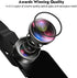KEYWING Phone Camera Lens 3 in 1 Phone Lens Kit, 198 Fisheye Lens + 120 Super Wide-Angle Lens + 20x Macro Lens for iPhone Samsung Android Smartphone
