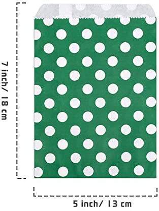 Kolewo4ever 100 pieces Christmas Treat Bags Christmas Goodies Bags, Kraft Holiday Gift Bags Red Green Candy Buffet Paper Bags Xmas Holiday Party Favor Goody Bags