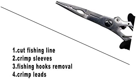 Amoygoog Stainless Steel Fishing Pliers, Fishing Needle Nose Pliers, Cut Fishing Line Fishing Multitool Pliers with Sheath and Telescopic Lanyard