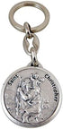 Silver Toned Base Saint Christopher Protect Our Travels Medal Keychain, 1 1/2 Inch