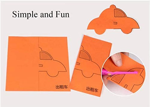 Fun Paper-Cut Set; Paper Cutting; Paper Art; Scissor Skills Activity Cutting Book; Kids Scissors Crafts Kits Preschool-120 Pages with A Pair of Child-Safe Scissors