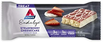 Atkins Endulge Treat Strawberry Cheesecake Dessert Bar, 6 Ounce (5 Bars)