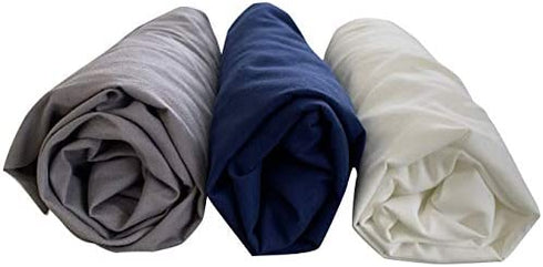 AMROSE 3 Pack Heavenly Soft Bassinet Sheets for Baby Boys, Universal Fitted for Various Cradle and Bassinet Mattress Pad, Silk Touch Gentle Breathable Microfiber, White & Gray & Navy Blue