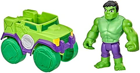 Hasbro Marvel Spidey and His Amazing Friends Hulk Action Figure and Smash Truck Vehicle, Pre-School Toy for Children Aged 3 and Up, Multicolor (F3989)