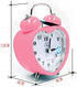Monique Students Seniors 3in Twin Bell Loud Alarm ,Silent Analog Quartz Nightlight Clock Battery Operated for Heavy Sleepers Heart Shape Pink